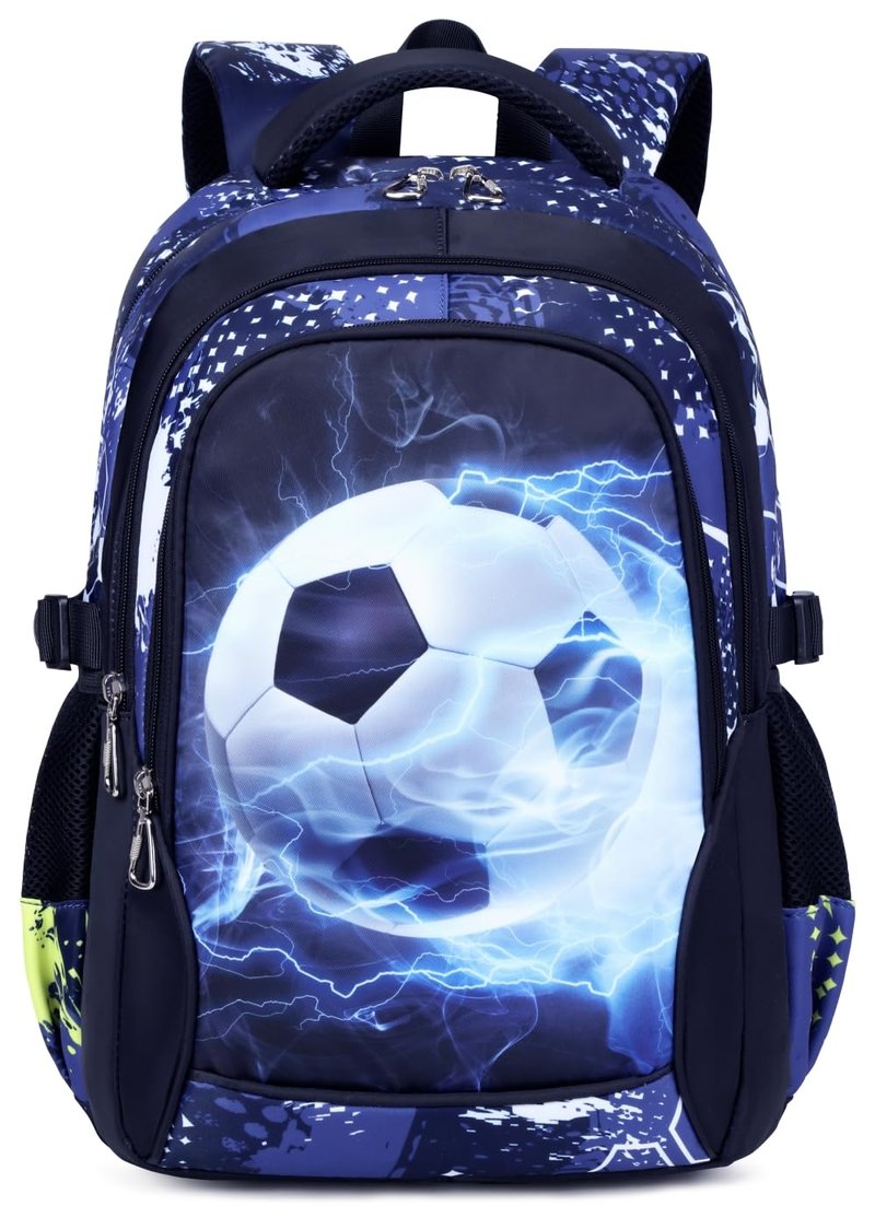 Boys Backpack for Elementary Kids Bookbag Middle School Bags Heavy Duty Soccer Laptop Durable Waterproof 18 In (1-Black)