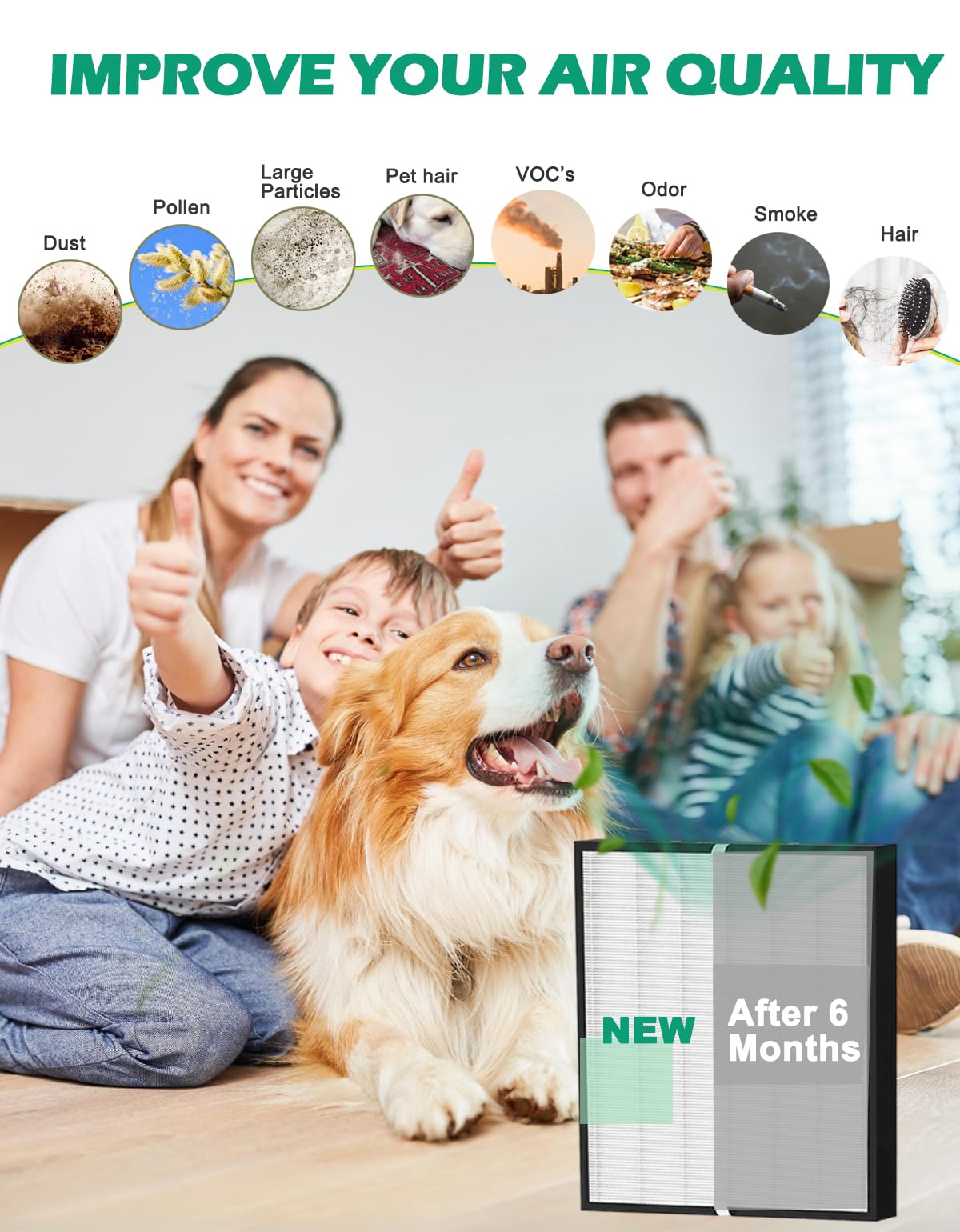 2 Pack AD 3000 Replacement Filters Compatible with 3000,3000M,3000 Pro Air Purifier, 3000 Replacement Part Accessory, NOT Compatible with 3500