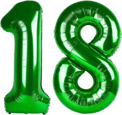 40-Inch Dark Green Foil Balloon Numbers - 18th Birthday & Wedding Celebration Decor for Men & Women