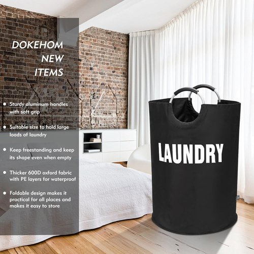 DOKEHOM 160L XX-Large Laundry Basket - Collapsible & Foldable Hamper in Black | 7 Color Options Available