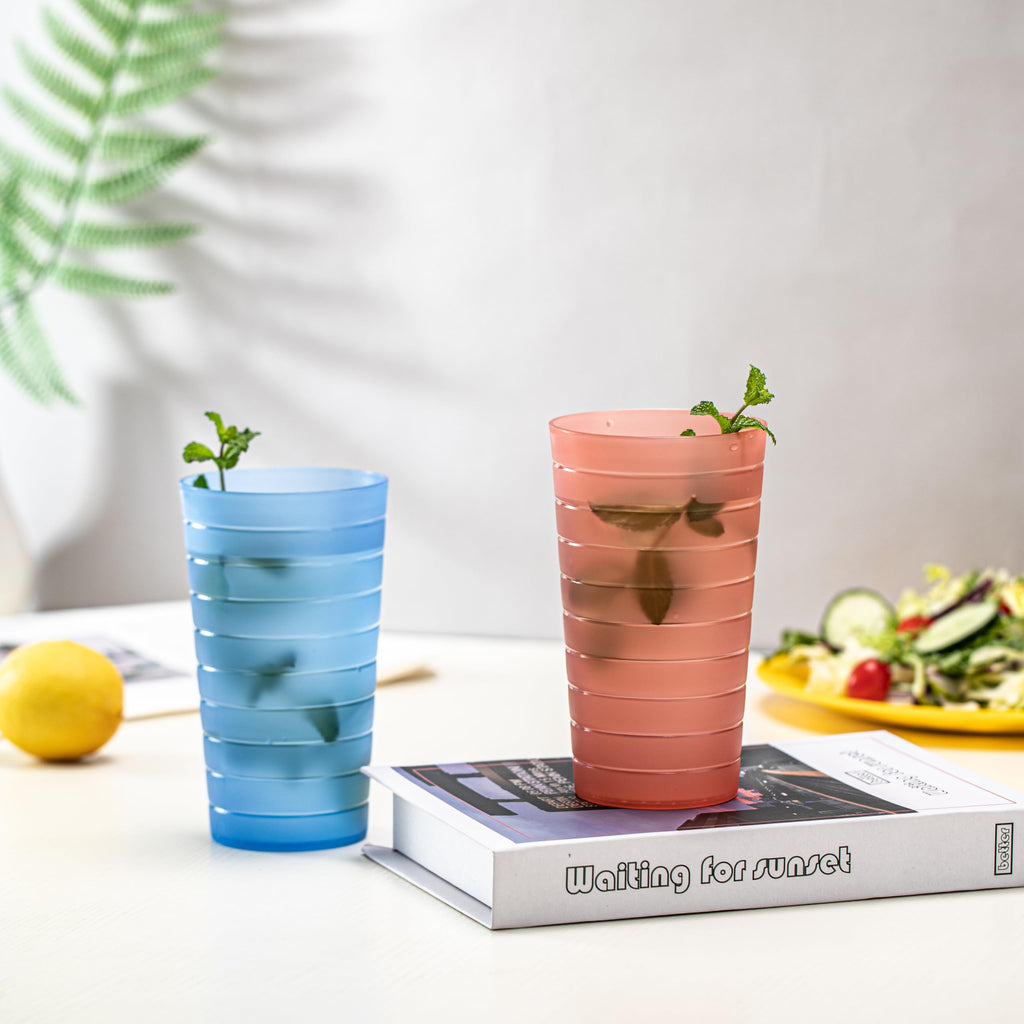 KX-WARE Mixed Drinkware 22-ounce Plastic Tumblers/Drinking Glasses/Party Cups/Iced Tea Glasses, Set of 12 Multicolor | Unbreakable, Dishwasher Safe, BPA Free