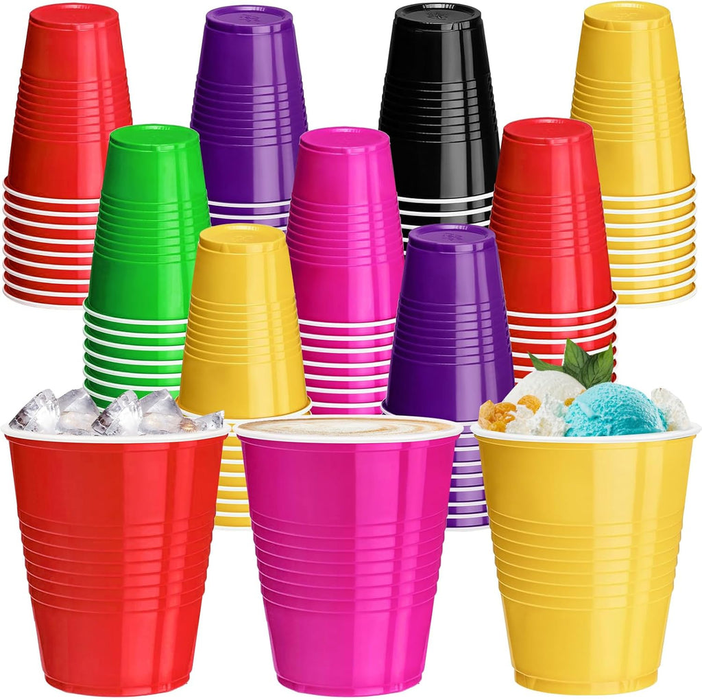 Skiennix 120 Pcs 12 Oz Colorful Plastic Cups - Perfect for Thanksgiving Parties & Picnics