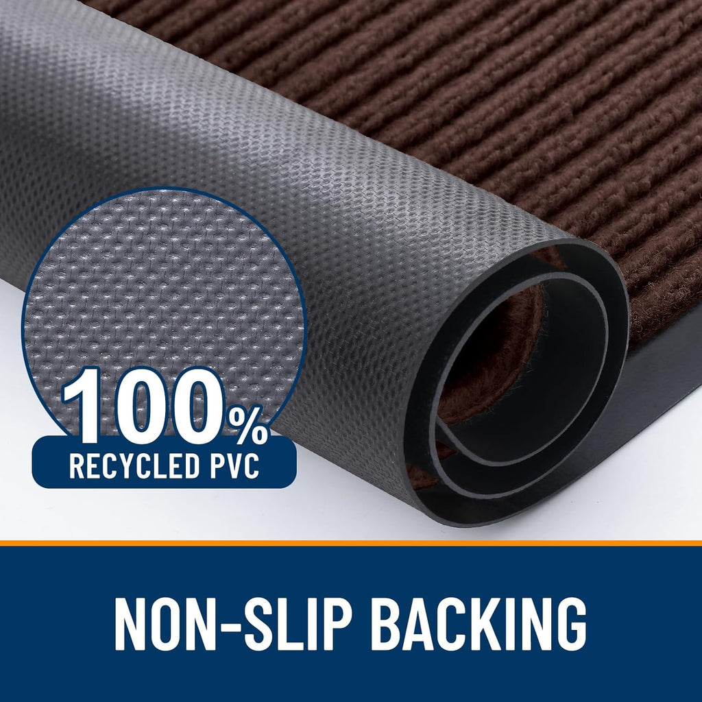 OLANLY Waterproof Heavy Duty Front Door Mats - 2-Pack, 29.5 x 17 Inch, Easy Clean, Fade Resistant, Brown