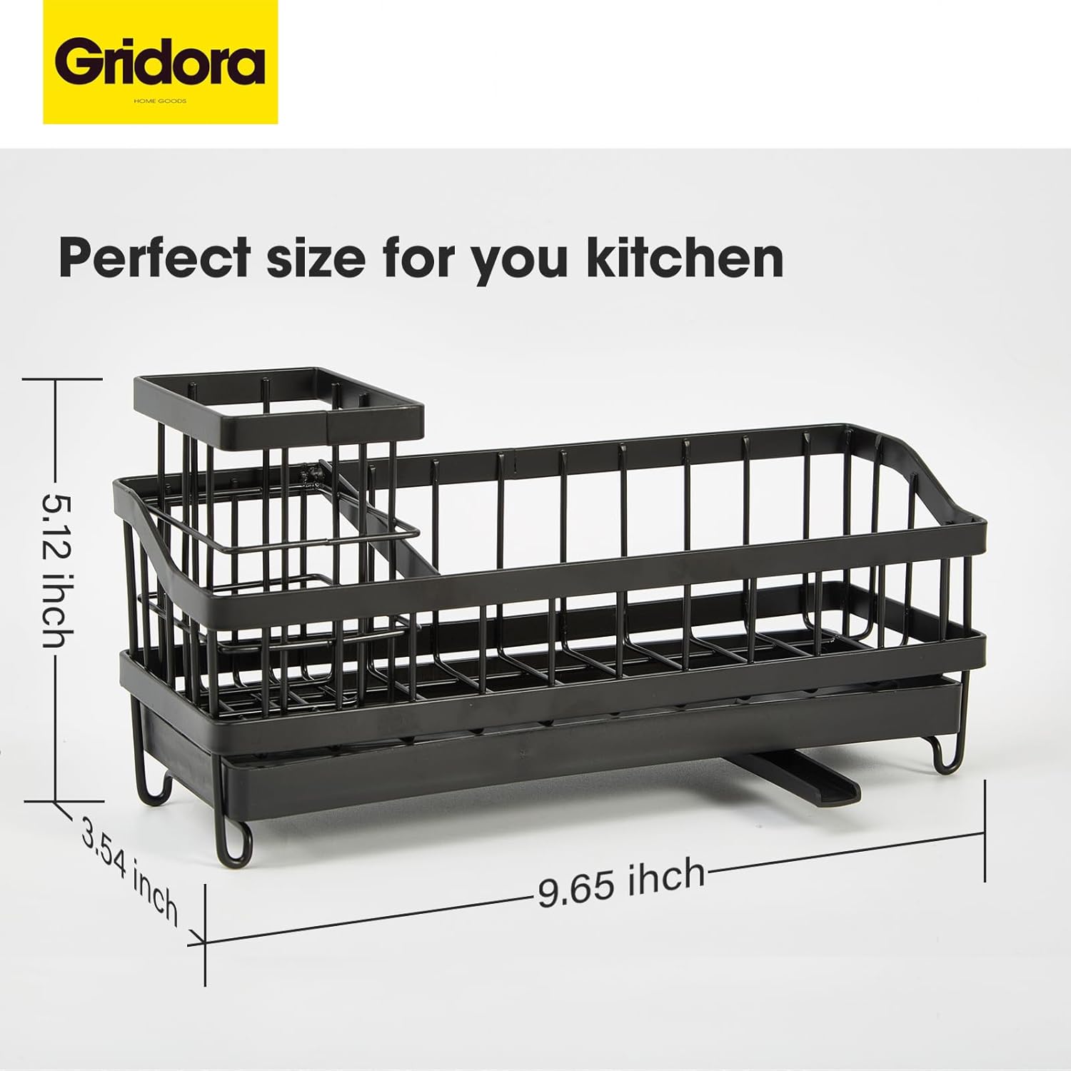 Skiennix Kitchen Sink Caddy - Rustproof High-Carbon Steel Organizer with Brush Holder & Soap Dispenser