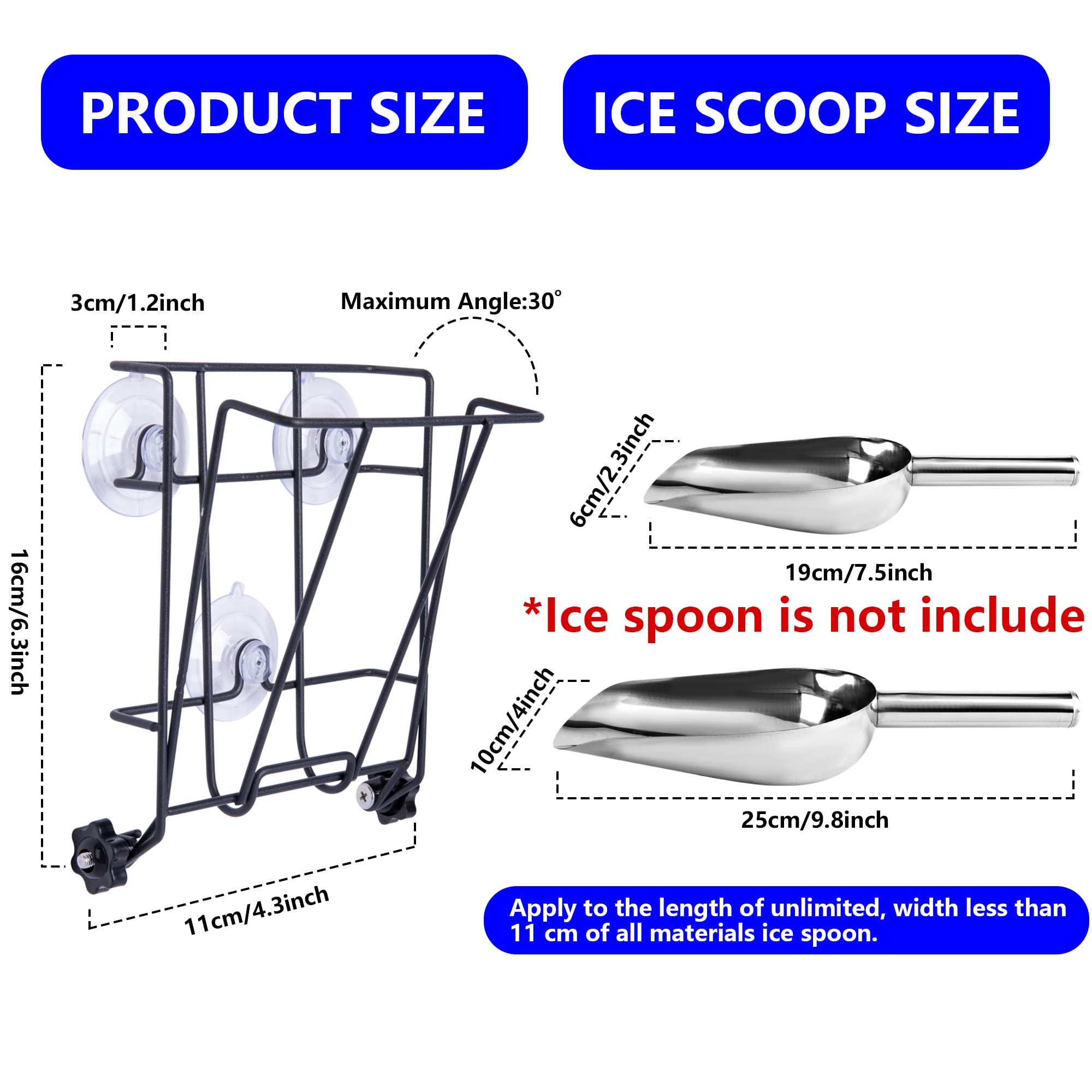 TOCCYARD Ice Scoop Holder Foldable, Metal Heavy Duty Ice Maker Scoop Holder for Ice Maker Kitchen Freezer Bar Party Wedding, Large Capacity, Easy Clean (Standard)