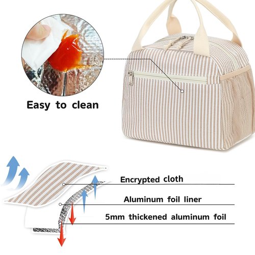 LEDAOU Lunch Box for Women Insulated Lunch Bag Corduroy Lunch Tote Bags Leakproof Cooler Lunch Case for Travel Work Picnic