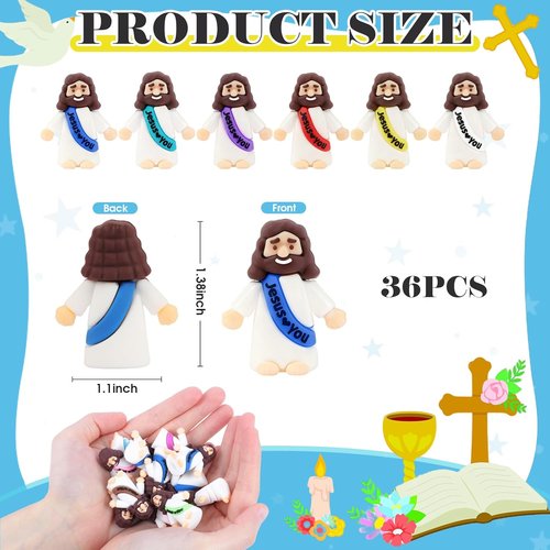 Little Jesus Figurines | 36 Pack Mini Jesus Loves You Figures for Church & Easter Gifts