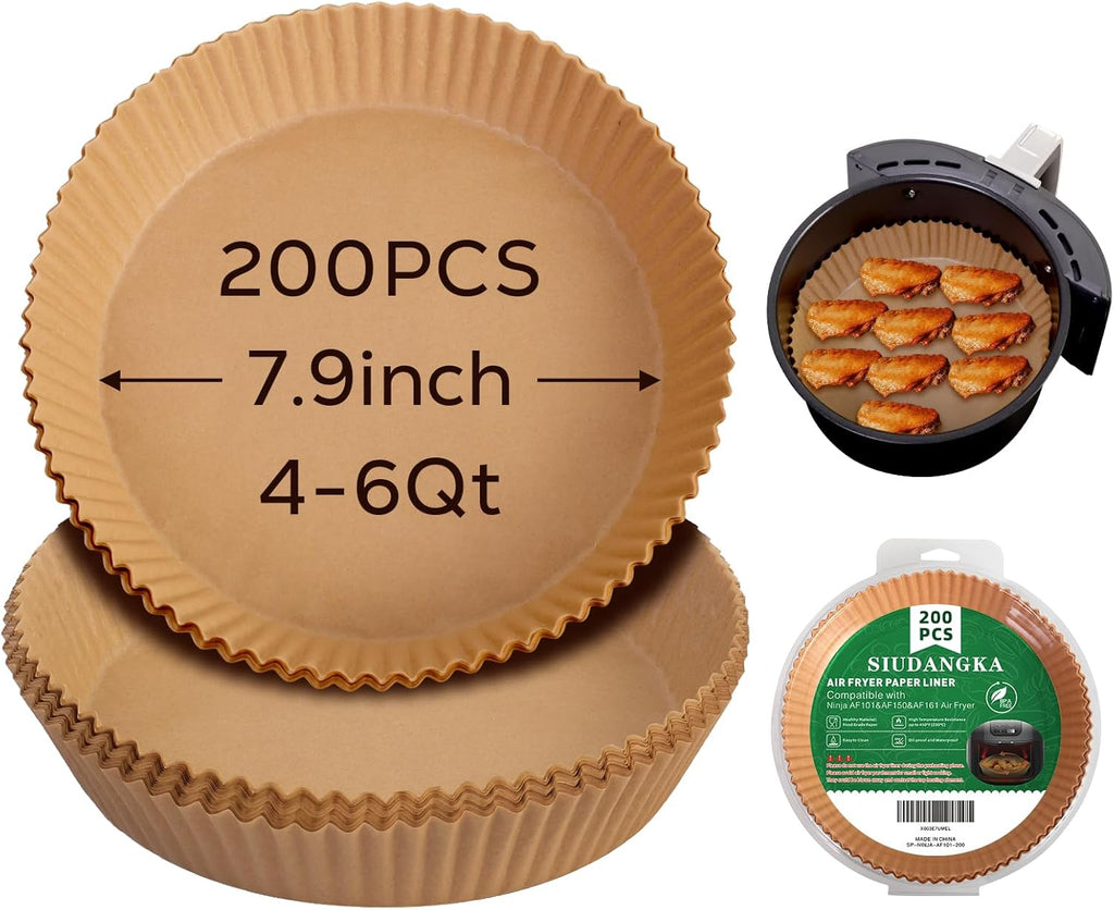 SIUDANGKA Air Fryer Liners - 200 Disposable Parchment Paper Sheets for Ninja AF101 & AF150 XL