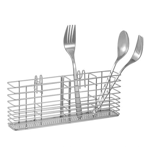 Slideep Stainless Steel Cutlery Utensil Holder Silverware Organizer with Hooks removable Drying Rack Silverware Holder Utensil Cutlery Basket Kitchen Dish Drainer Dish Drying Rack