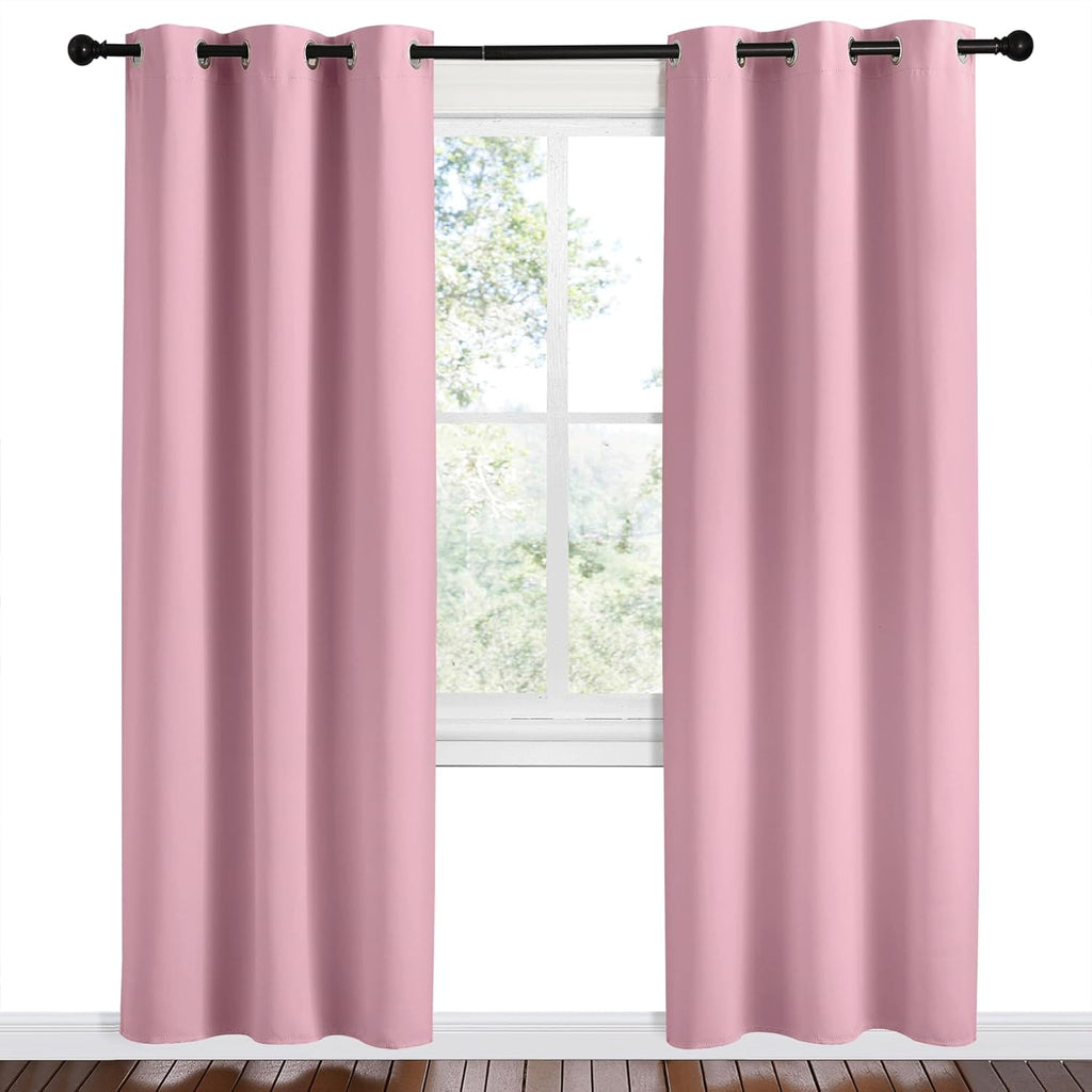 NICETOWN Crystal Pink Room Darkening Curtains - Thermal Insulated Grommet Drapes, 42" x 78" Set of 2