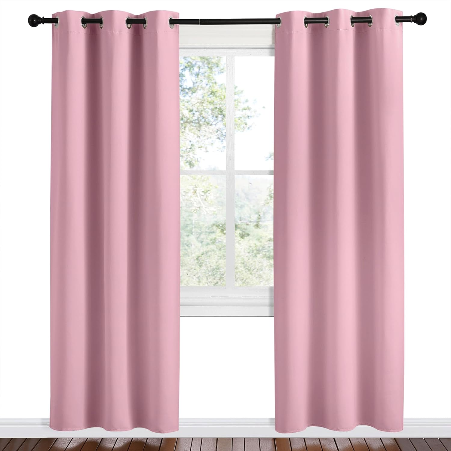 NICETOWN Crystal Pink Room Darkening Curtains - Thermal Insulated Grommet Drapes, 42" x 78" Set of 2