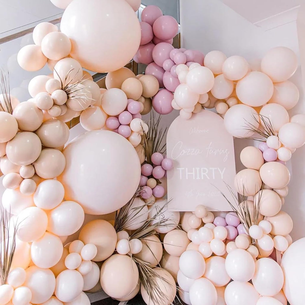 Voircoloria Blush Balloon Garland Kit - 90-Pack in 5/10/12/18 Inch Sizes for Weddings, Graduations & Parties
