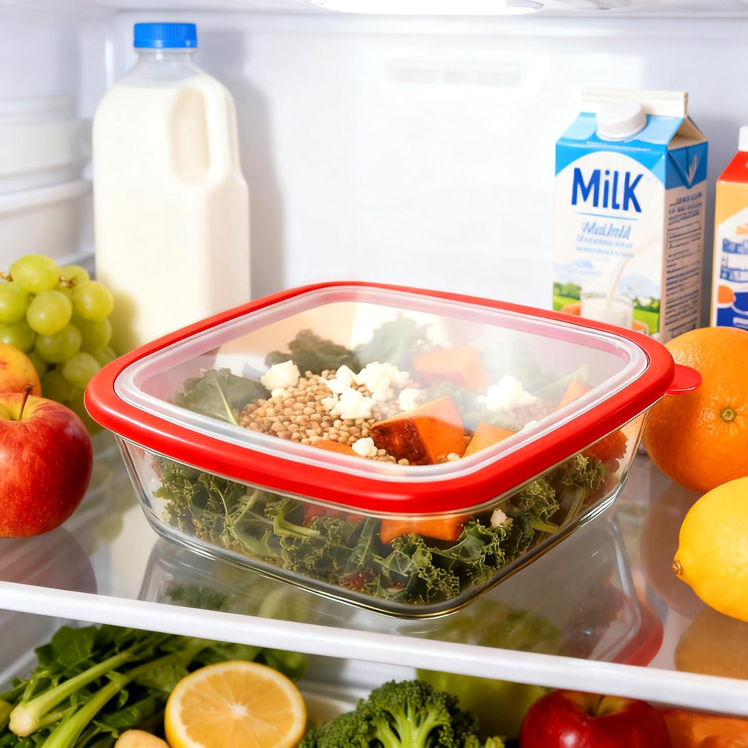 Skiennix Glass Baking Dish - 2.75Qt Square 9x9 Pan With Lid & Non-Slip Mitts | Oven Safe