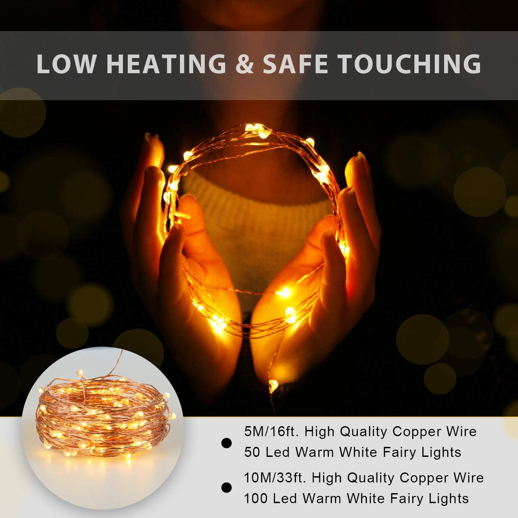 Ariceleo LED String Lights Bundle - 16.4ft Battery & USB Powered for Versatile Lighting
