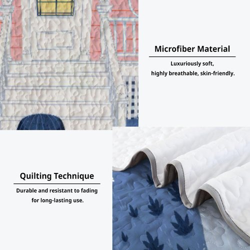 Allenjoy King Size Mysterious Girl Quilt Bedspreads Button Princess Bed Set Bedding Coverlet Fabric Washable with 2 Pillowcases SC00214-007