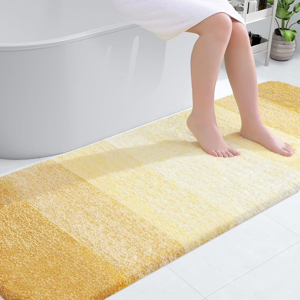 OLANLY Bath Rug Mat - Extra Soft Microfiber, Quick Dry & Machine Washable | 70x24, Light Yellow