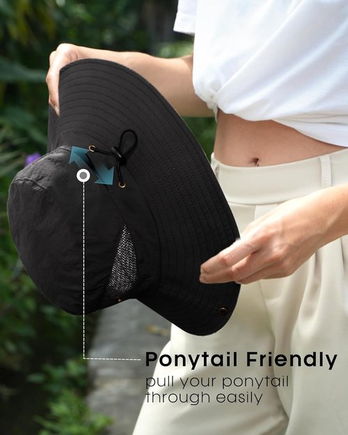 FURTALK Women's Sun Hat - Wide Brim with Ponytail Hole | UPF 80+ Outdoor Protection, Foldable Design
