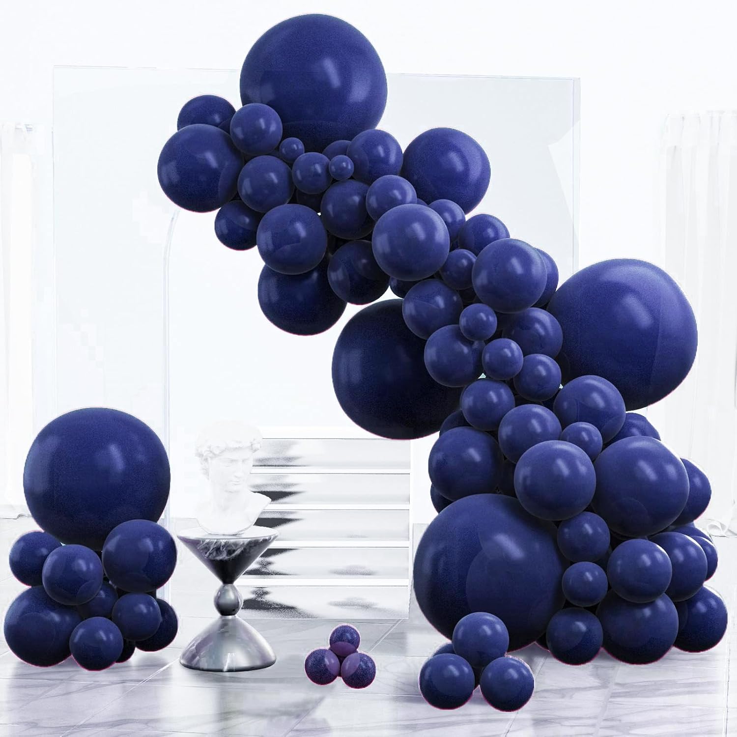 PartyWoo Navy Blue Balloon Arch Kit - 140pcs in Various Sizes for Graduation, Wedding & Baby Showers