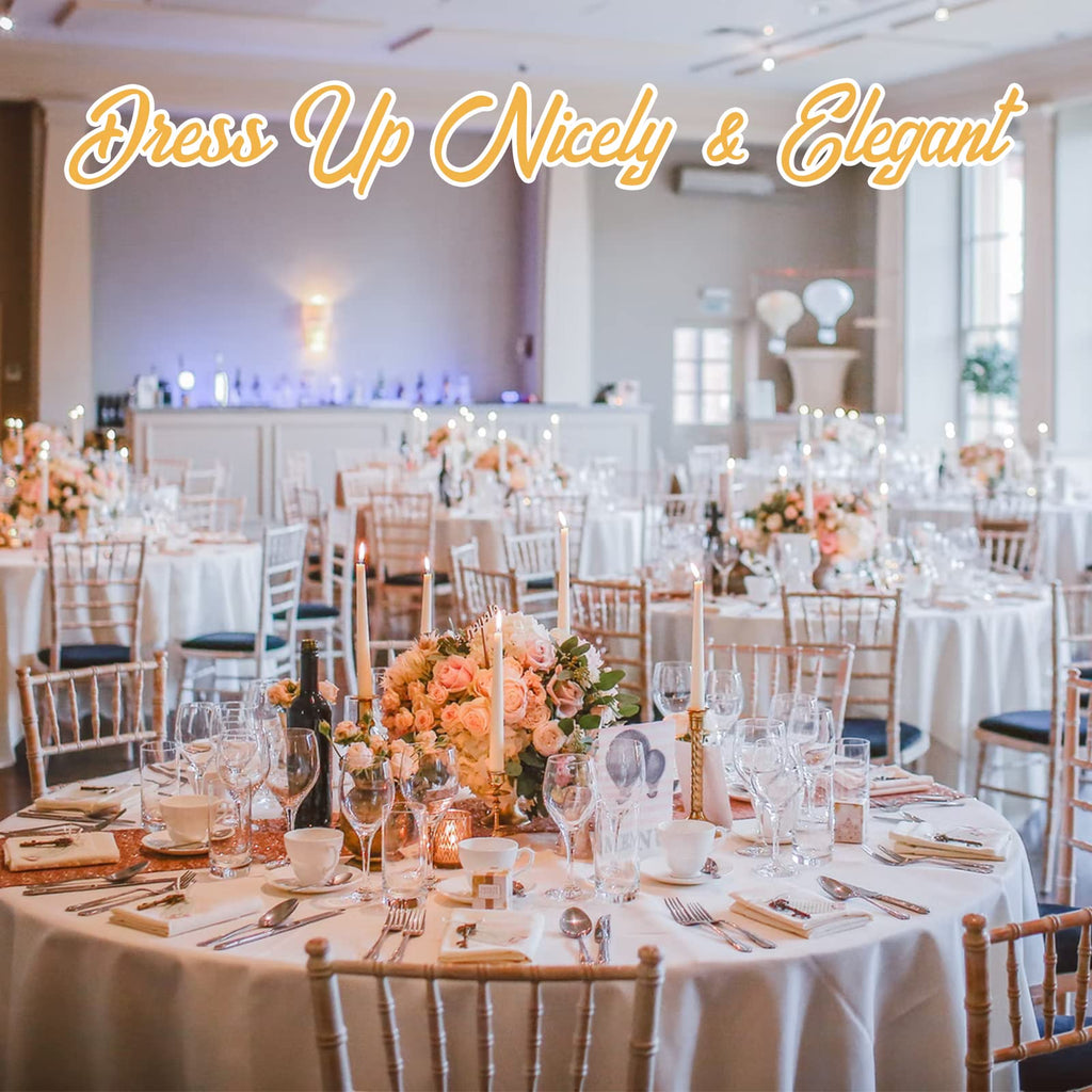 BRILLMAX 10 Pack White Round Tablecloths 90 Inch for 60” Tables - 150 GSM Polyester Fabric, 15" Standard Drop, Water, Stain & Wrinkle Resistant Cloth Cover for Wedding Reception Banquet Dining