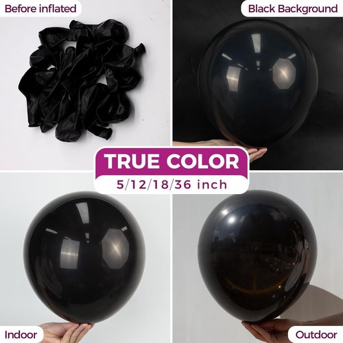 Bezente Black Balloons - 150 Pack Matte Black 5-Inch Latex Helium Balloons for Parties & Events