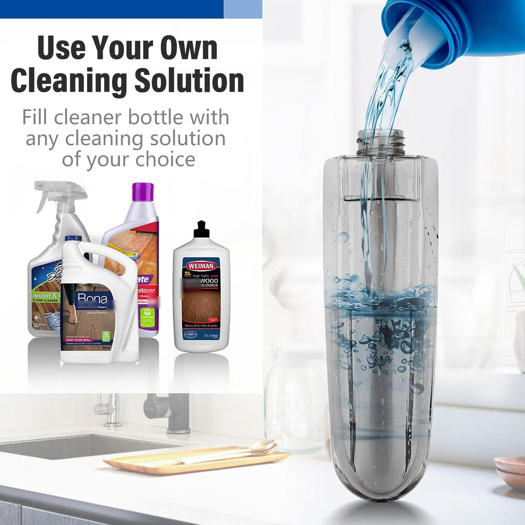 Skiennix Wet Spray Mop - 14 oz Refillable Bottle with 3 Washable Microfiber Pads | Ideal for Hardwood & Tile Floors