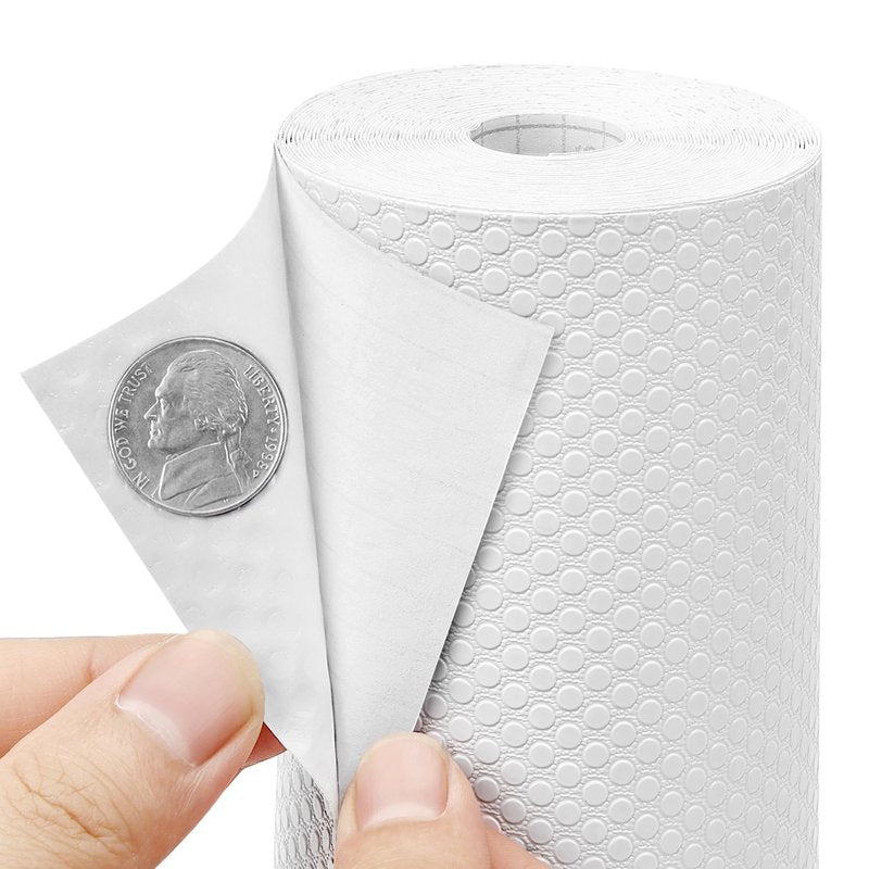 PABUSIOR Adhesive Cabinet Shelf Liner: Peel and Stick Non-Slip White Contact Paper - Waterproof Kitchen Drawer Liner for Pantry Shelves Bathroom Cupboard 15" W x 120" L