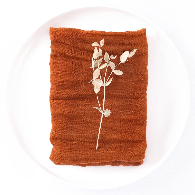 DeZerlor 100 Pack Terracotta Cheesecloth Napkins Burnt Orange Summer Cloth Napkins Set of 100 Dinner Napkins Bulk 21x21 Inches for Wedding Bridal Shower Baby Shower Parties