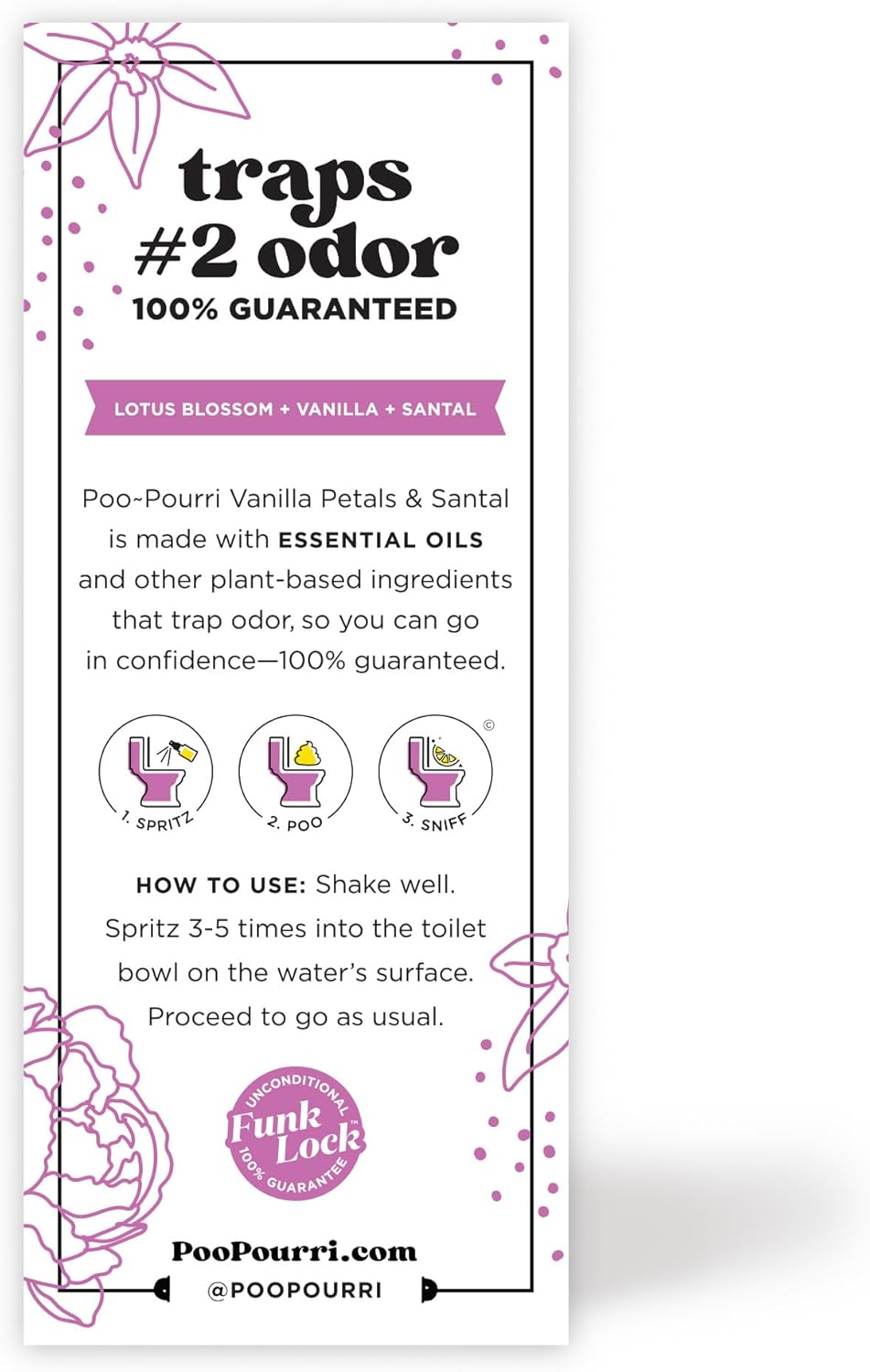 Poo-Pourri Before-You-Go Toilet Spray - Vanilla Petals & Santal, 2 Fl Oz | Odor Eliminator