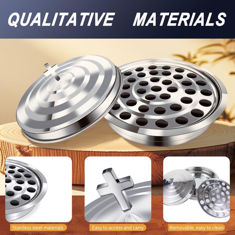 Upgraded Communion Tray and Cover Set for Churches,Bread Tray,Stainless Steel Communion Set Supplies (Silver-Communion Tray and Cover Set)