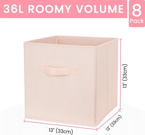 Criusia Storage Cubes - 13-Inch Heavy-Duty Fabric Bins for Closet Organization | 8-Pack Collapsible Baskets for Toys & Clothes