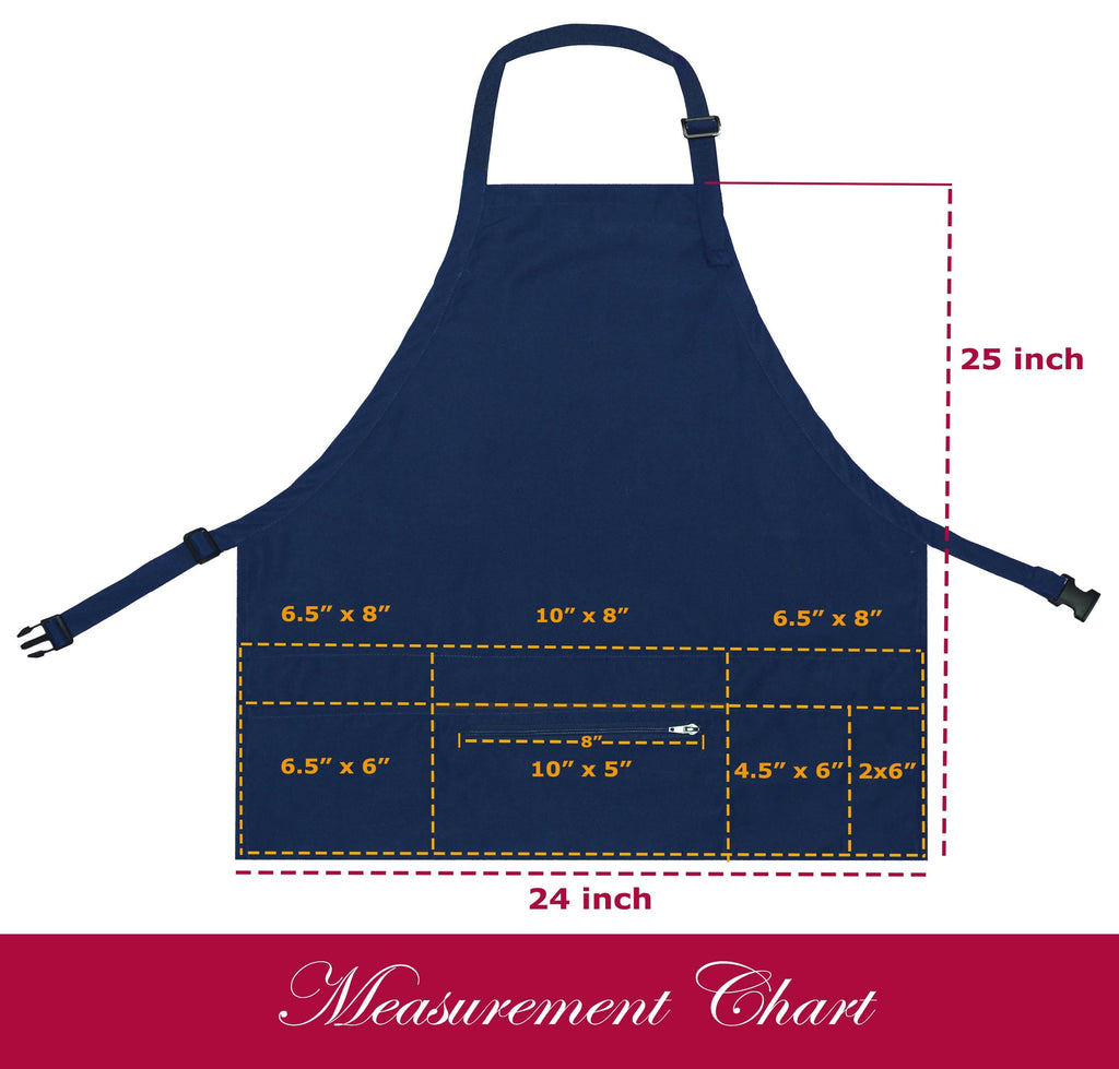 TEXVIDA Aprons for Women Men with 7 Pockets – Zipper Pocket - Buckle Closure - Server, Waitress, Hair Stylist, Short Apron (Navy)