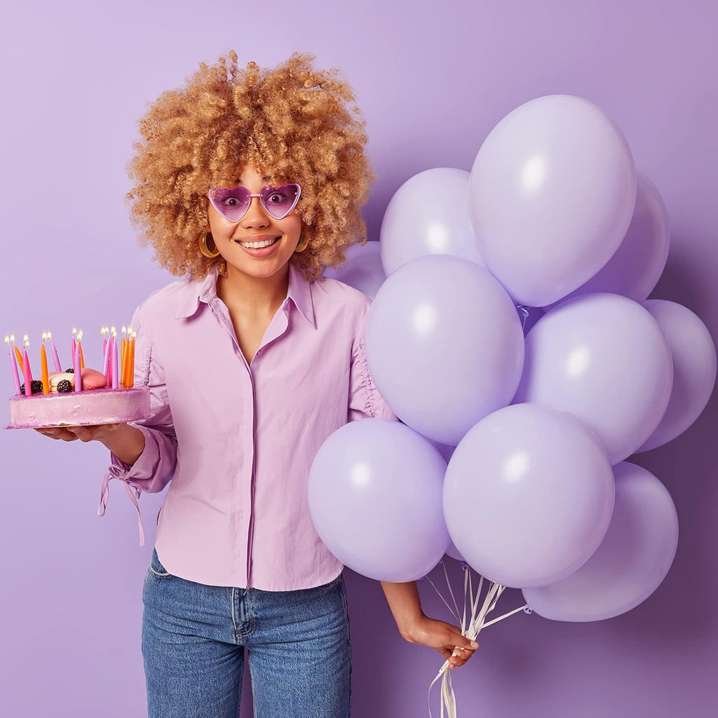 RUBFAC Lavender Purple Balloons - 105pcs in 5/10/12/18 Inches | Light Pastel Latex for Party Decor