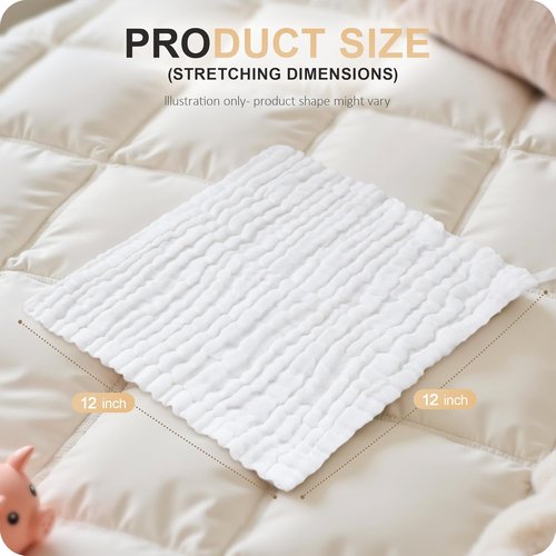 Cuddle Campus Baby Washcloths - Extra Absorbent Muslin Cloths for Newborns | 6-Pack, 12x12 Inches