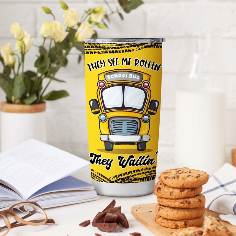 Bus Driver Appreciation Gifts - Stainless Steel Insulated 20OZ Tumbler Mug with Lid for Men, Women & Retired Drivers - Back to School Gift for Kids
