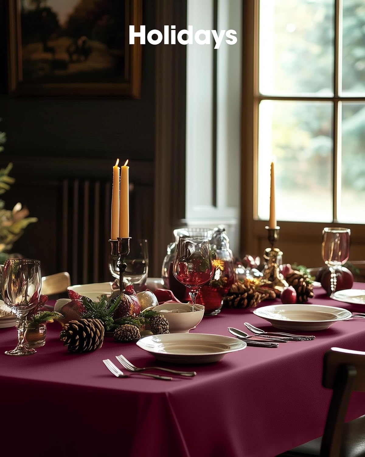 Pureegg Disposable Plastic Tablecloths - 10 Pack, 54 x 108 Inch, Leakproof Burgundy for Parties & Thanksgiving