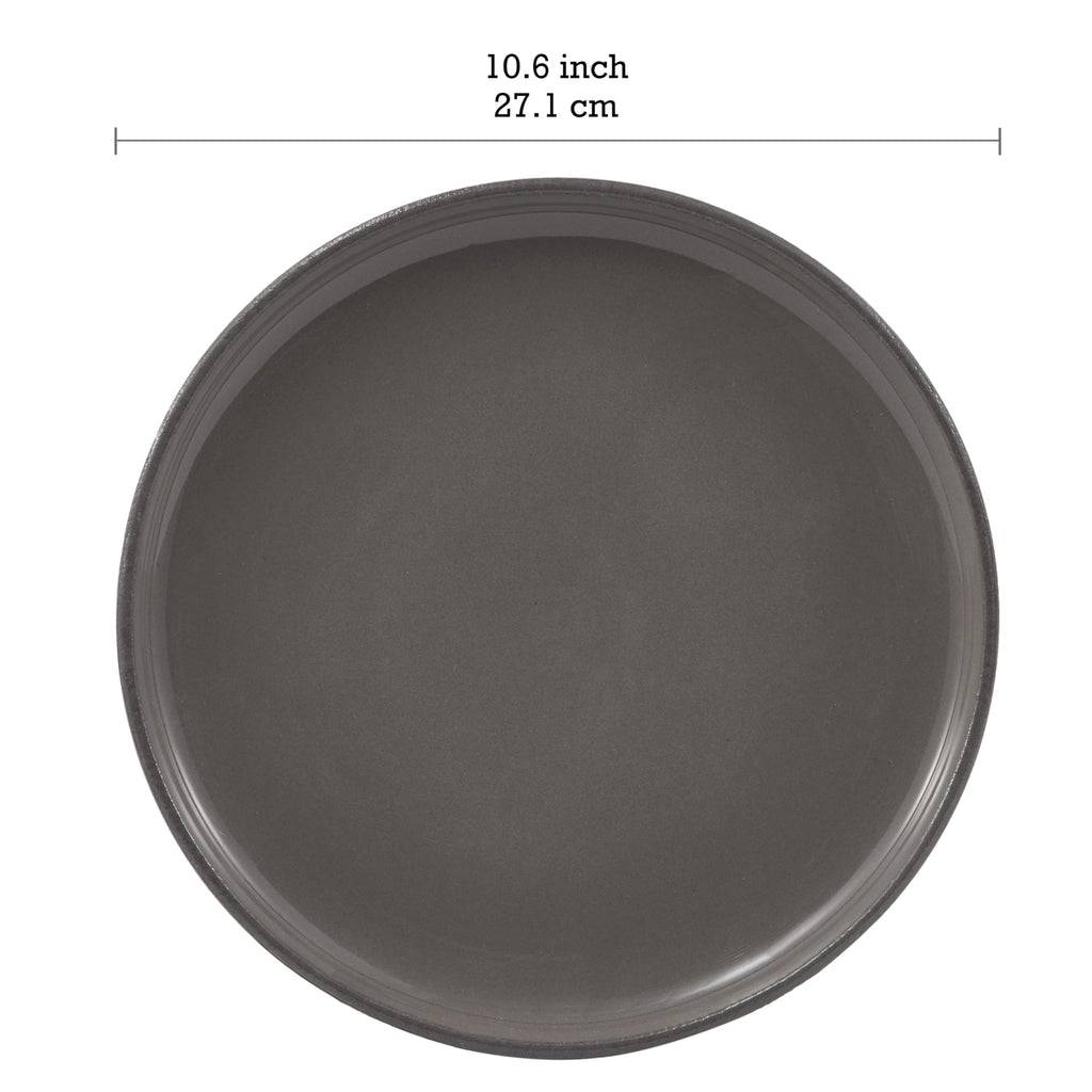 Bico Reactive Glaze Dark Grey 10 inch Stoneware Dinner Plates Set, Set of 4, Microwave and Dishwasher Safe, for Main Course, Steak, Pasta