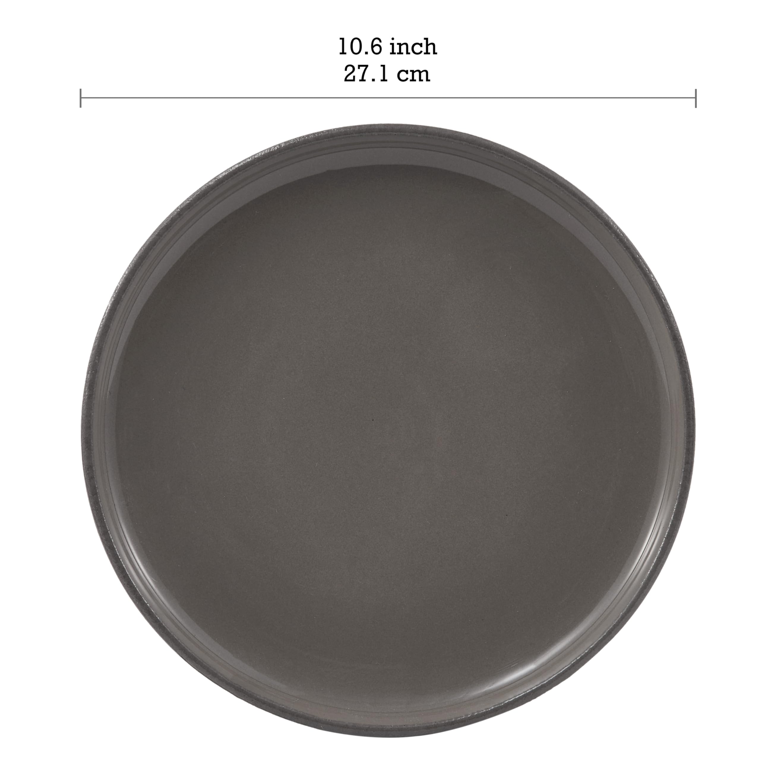 Bico Reactive Glaze Dark Grey 10 inch Stoneware Dinner Plates Set, Set of 4, Microwave and Dishwasher Safe, for Main Course, Steak, Pasta