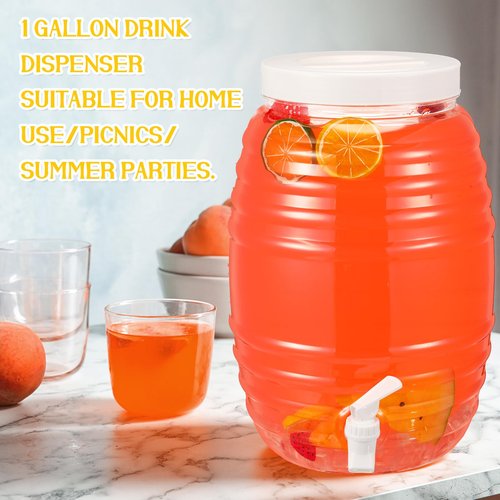 Honeydak 2 Pieces 2.7 Gallon Plastic Beverage Dispenser with Spigot Clear Extra Large Plastic Beverage Dispenser Summer Drink Holder with Tap for Party Lemonade Cold Water Beer