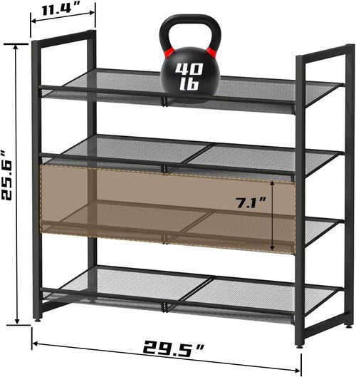 Metal Shoe Rack - 4-Tier Adjustable Organizer for Closet & Entryway | Holds Up to 20 Pairs - Black