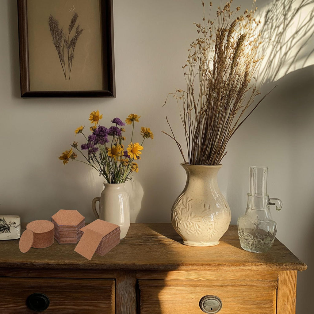 uxcell 60pcs Cork Coasters for Drink, 3 Inch Round Drink Coaster Absorbent Coffee Coaster for Wine Glasses Cups Mugs Home Tabletop Decoration