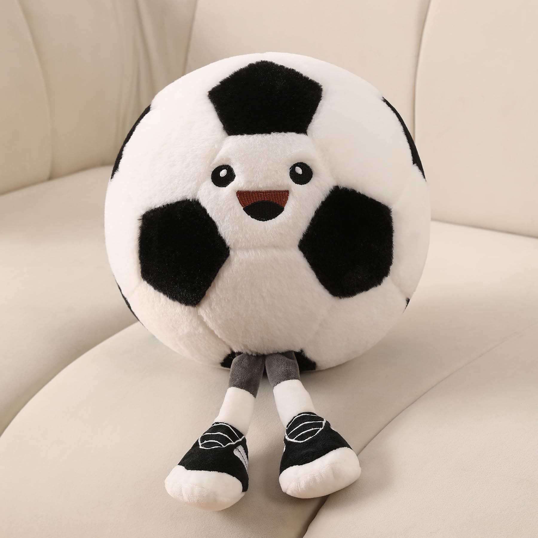 Funny Soccer Ball Pillow Plush with Legs - Cute Stuffed Animal PlushToy for Boys Girls, Soccer Throw Pillow Gift for Room Decor, Couch or Bed Valentines Day Gifts (Soccer 11 Inch)