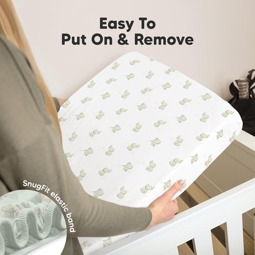 KeaBabies Organic Crib Sheets - 2-Pack Fitted Jersey Cotton for Baby Beds | Soft, Breathable & Cute Prints (Elly)