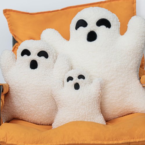 Yopcuvi Ghost Pillow - Halloween Bedding, Ghost-Shaped Throw Pillow (15.7 inches)