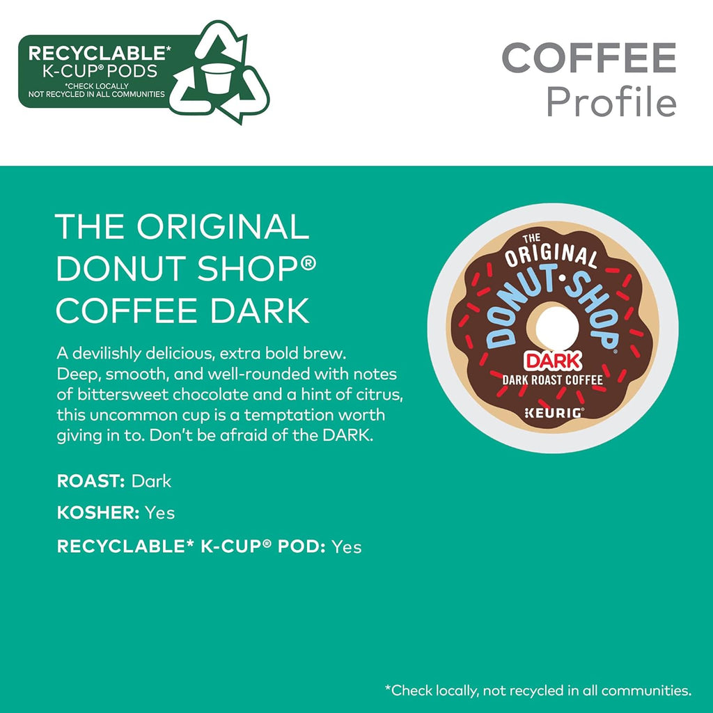 Original Donut Shop Dark Roast K-Cup Pods - Single-Serve Coffee, 72 Count