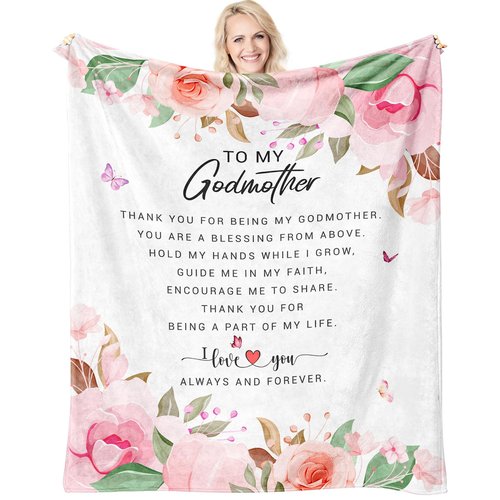 Sunhygge Godmother Gift Blanket 60"x 50" - God Mother Gifts for Women - Godmother Gifts from Godchild - God Mom Gifts from Godson/Goddaughter - Best Godmom Gifts