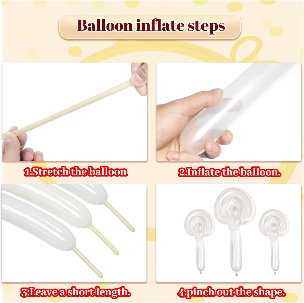 Skiennix 260 Clear Long Balloons - Thickened Latex Twisting Balloons for Animal Models | 100 Pack