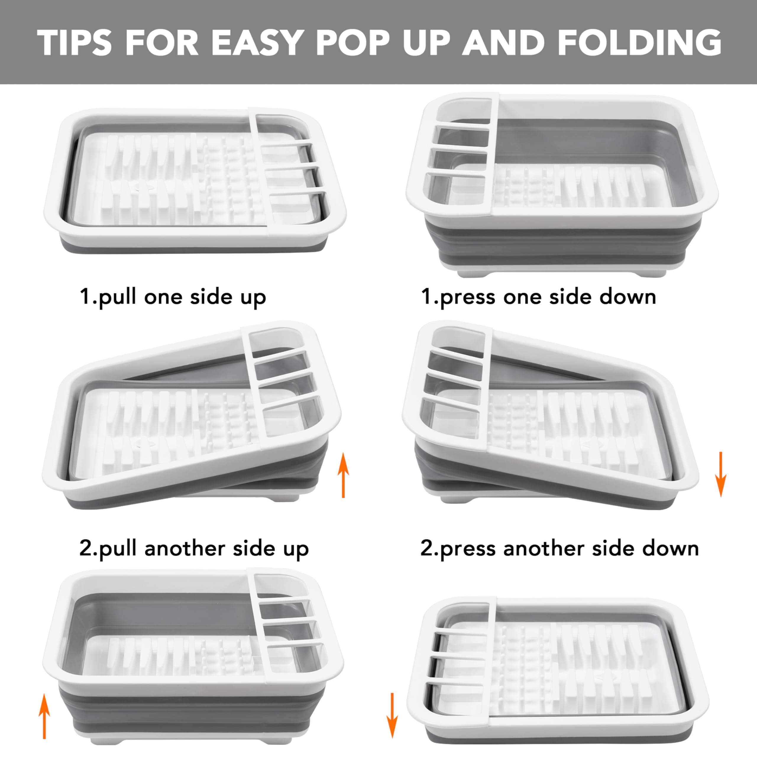 Tiawudi Collapsible Dish Drying Rack, Pop Up Dinnerware Drainer, Portable Plate Organizer for Kitchen RV Campers Travel Trailer, Space Saving Kitchen Storage Tray