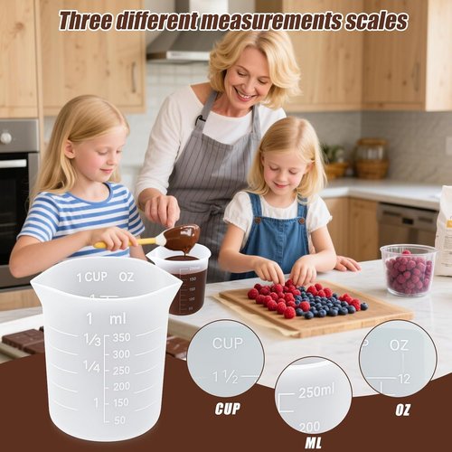 Juome Silicone Measuring Cups Set - 6PCS Chocolate Melting Cups, 100/250/350ml, Dishwasher Safe, Baking Essentials