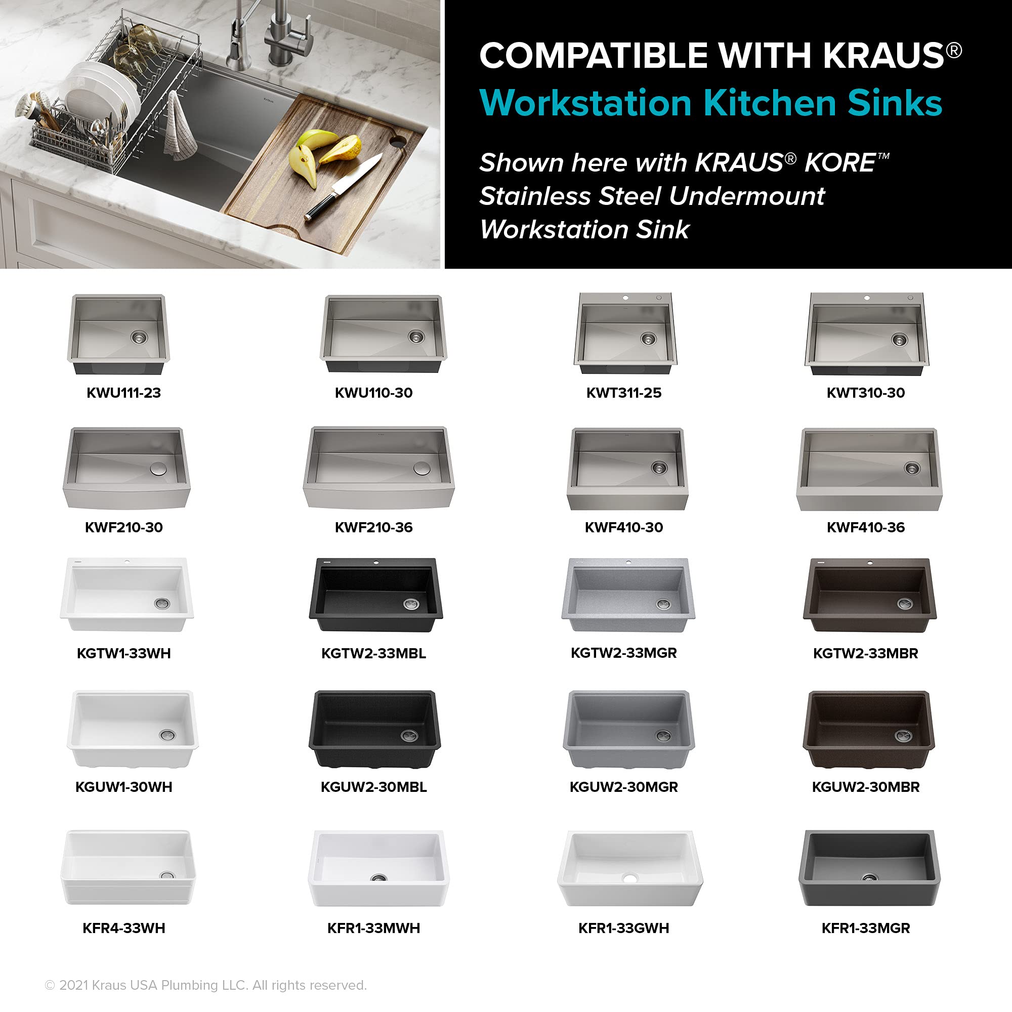 Kraus Workstation Kitchen Sink Dish Drying Rack Drainer and Utensil Holder, 17" L x 9" W, Stainless Steel, KDR-3