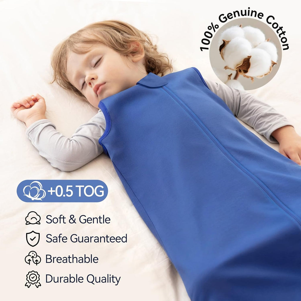 Skiennix Baby Sleep Sack - 100% Cotton 0.5 Tog Wearable Blanket for 12-18 Months | 3 Pack, Soft & Breathable